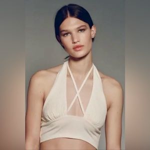 NWOT Urban Outfitters Cream Halter Crop Top!